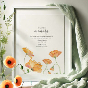 Poster Mariage de mémoire dans l'amour Signer Orange Fleu