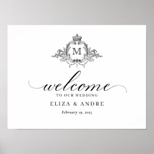 Poster Mariage de monogramme de couronne royale