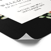 Poster Mariage de monogramme noir Fleur sauvage (Coin)