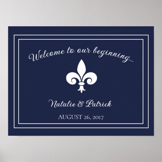 Poster Mariage de Navy Fleur de Lis (Devant)