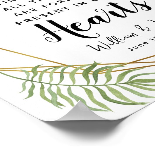 Poster Mariage de panneau de mémoire en feuille verte cri (Coin)