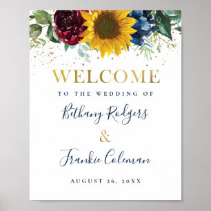 Poster Mariage de Parties scintillant d'or fleuri de tour