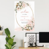 Poster Mariage de parties scintillant dorée rose vif (Bureau à domicile)