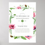 Poster Mariage de pépins rose aquarelle Bienvenue<br><div class="desc">Poster d'accueil mariage rose pavot conçu pour être rapidement et facilement customisé aux détails de votre événement.</div>