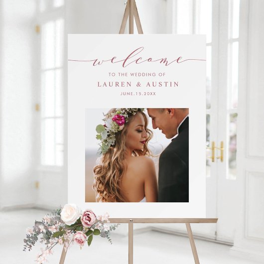 Poster Mariage de photo de script or rose élégant de bien