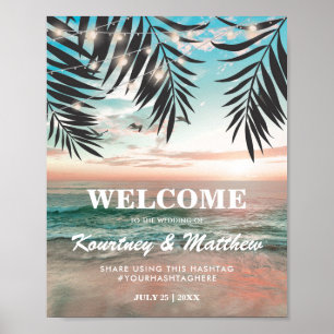 Poster Mariage de plage tropicale   Chaîne de lumières