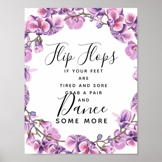 Poster mariage de pois doux violet tongs signe mariage (Devant)