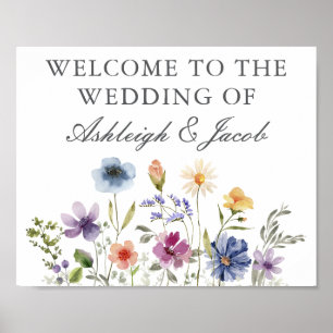 Poster Mariage de printemps élégant avec fleurs sauvages 