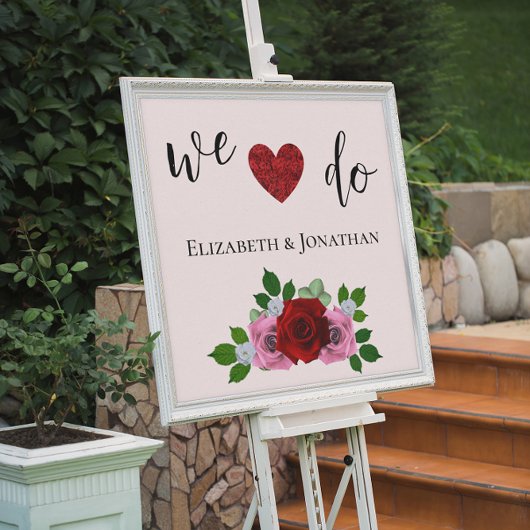 Poster Mariage de roses rouges et roses
