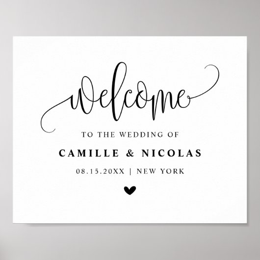 Poster Mariage de script Black Pretty Calligraphy (Devant)