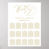 Poster Mariage de script élégant en or blanc moderne assi (Devant)