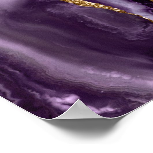 Poster Mariage de script Gold Agate violet (Coin)