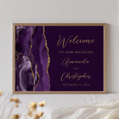 Poster Mariage de script Gold Agate violet