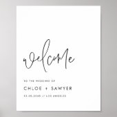 Poster Mariage de script manuscrit minimaliste noir (Devant)