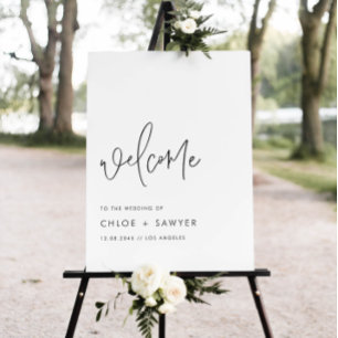 Poster Mariage de script manuscrit minimaliste noir