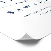 Poster Mariage de script minimaliste bleu marine Bienvenu (Coin)