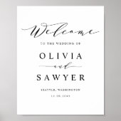 Poster Mariage de script minimaliste noir (Devant)