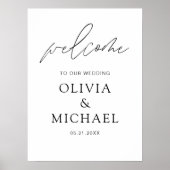 Poster Mariage de script moderne Accueil Elégante carte e (Devant)