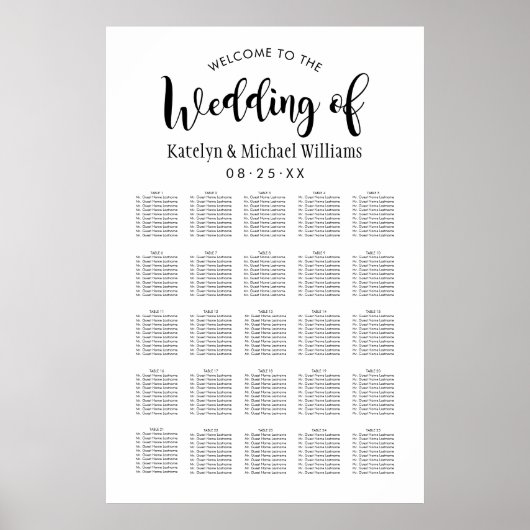 Poster Mariage de script noir moderne assis (Devant)