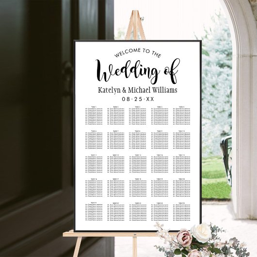 Poster Mariage de script noir moderne assis