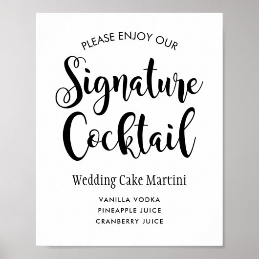 Poster Mariage de script noir moderne Boisson (Devant)