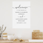 Poster Mariage de script simple en noir et blanc (Cuisine)