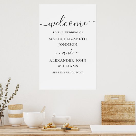 Poster Mariage de script simple en noir et blanc (Cuisine)