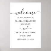 Poster Mariage de script simple en noir et blanc (Devant)