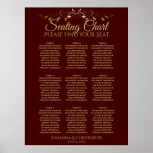 Poster Mariage de table Auburn Brown & Gold 9