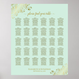 Poster Mariage de table Gold & Mint Green 30