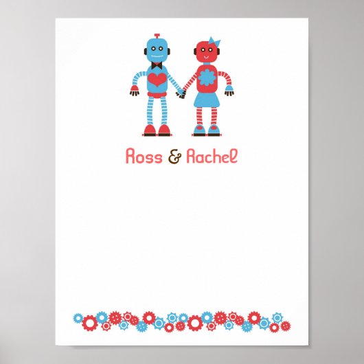 Poster Mariage de thème Robot mignon (Devant)