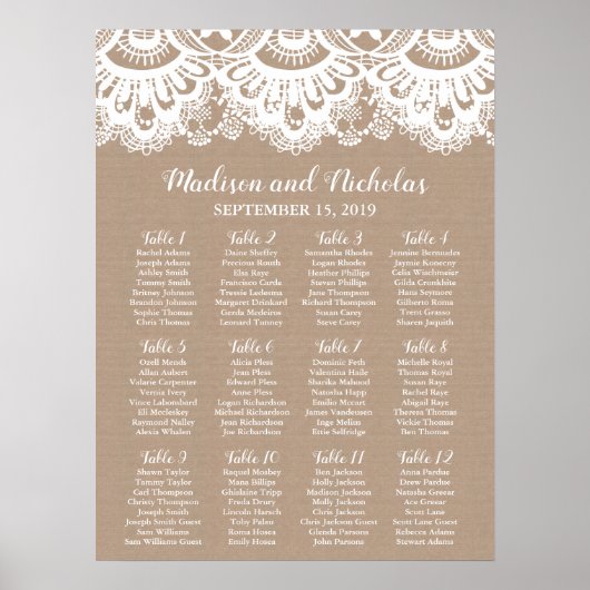 Poster Mariage de tour et dentelle, Rustique (Devant)