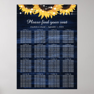 Poster Mariage de tournesol bleu de la Marine Graphique 1