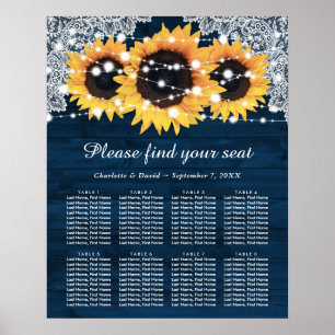Poster Mariage de tournesol bleu de la marine russe Graph