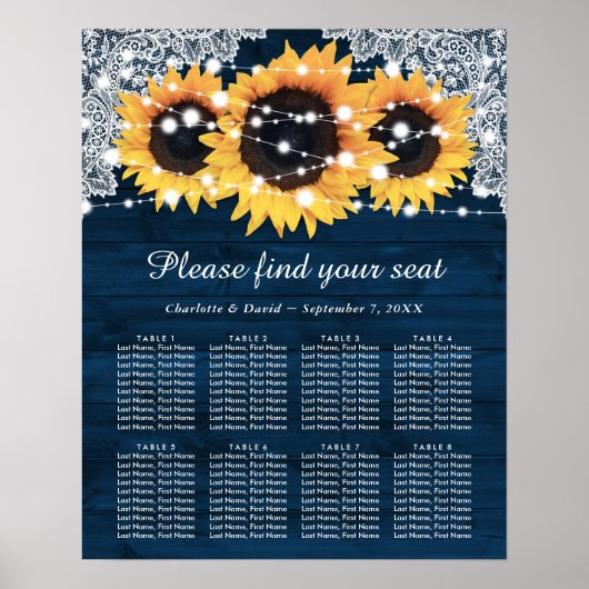 Poster Mariage de tournesol bleu de la marine russe Graph (Devant)