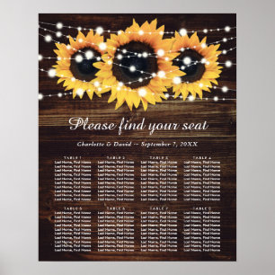 Poster Mariage de tournesol rustique en bois Graphique 8