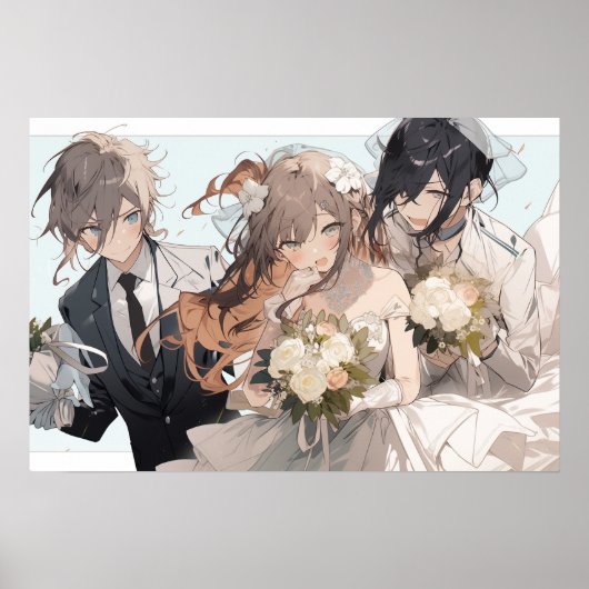 Poster Mariage de triade polyamorte Anime MFM (Devant)