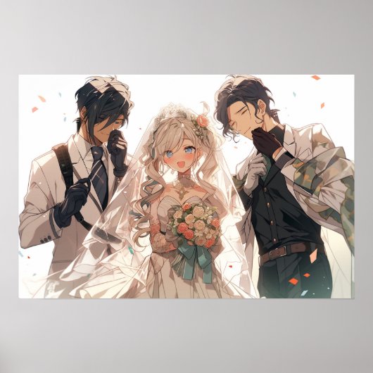 Poster Mariage de triade polyamorte Anime MFM (Devant)