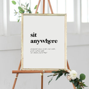 Poster Mariage de typographie noire moderne assis n'impor