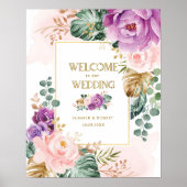 Poster Mariage de verdure florale tropicale violette (Devant)