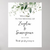 Poster Mariage de verdure signe de bienvenue calligraphie (Devant)