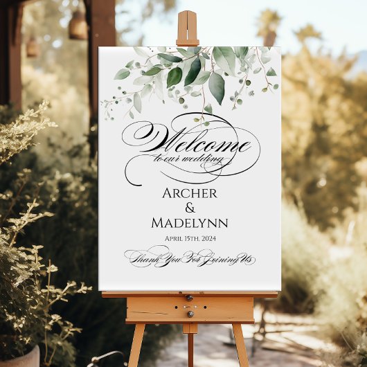 Poster Mariage de verdure signe de bienvenue calligraphie