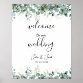 Poster Mariage de verdure simple Eucalyptus Accueil (Devant)