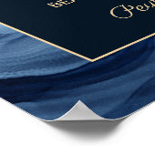 Poster Mariage débranché bleu marine et or marbré (Coin)