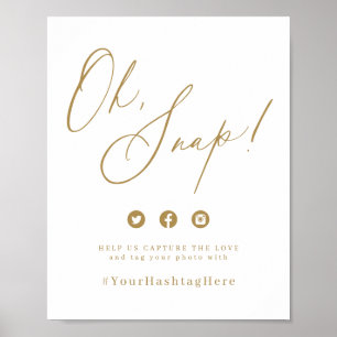 Poster Mariage d'écriture moderne minimaliste or oh symbo