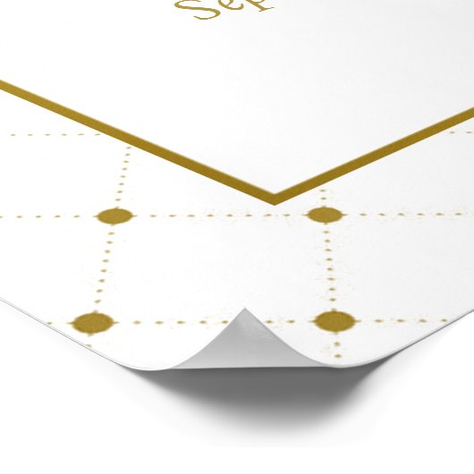 Poster Mariage d'effet blanc et or moderne Accueil (Coin)