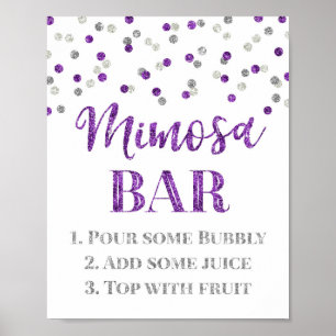 Poster Mariage des signes Argent Confetti Mimosa Bar
