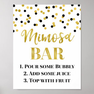 Poster Mariage des signes Black Gold Confetti Mimosa Bar