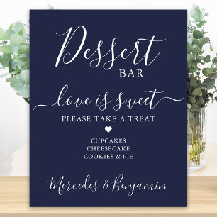 Poster Mariage Dessert Bar Love is Sweet Custom Navy Blue
