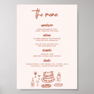 Poster Mariage Dessin Nourriture Doodle Fantaisiste